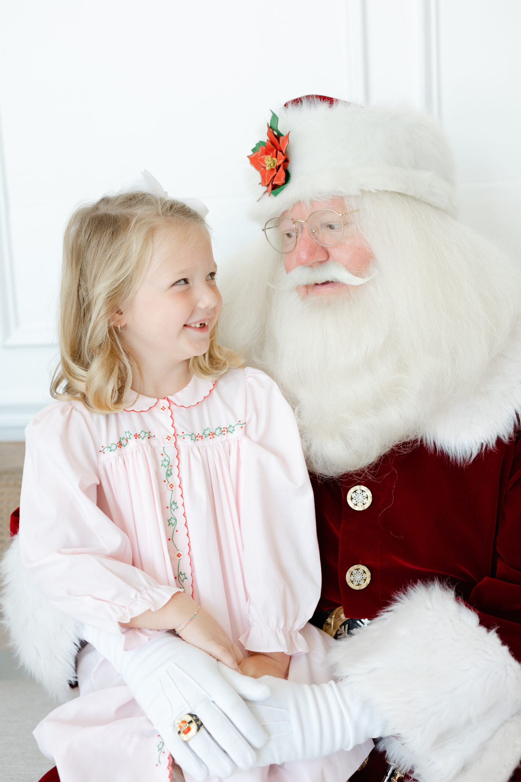 santa garment with a girl in private photo session
