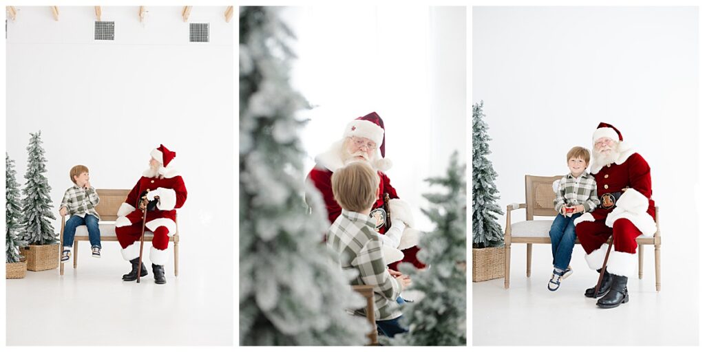 Santa seated for classic Christmas portraits at Tulsa Santa mini sessions